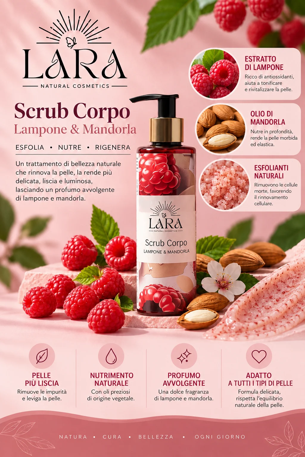Scrub Corpo Lampone e Mandorla LARA